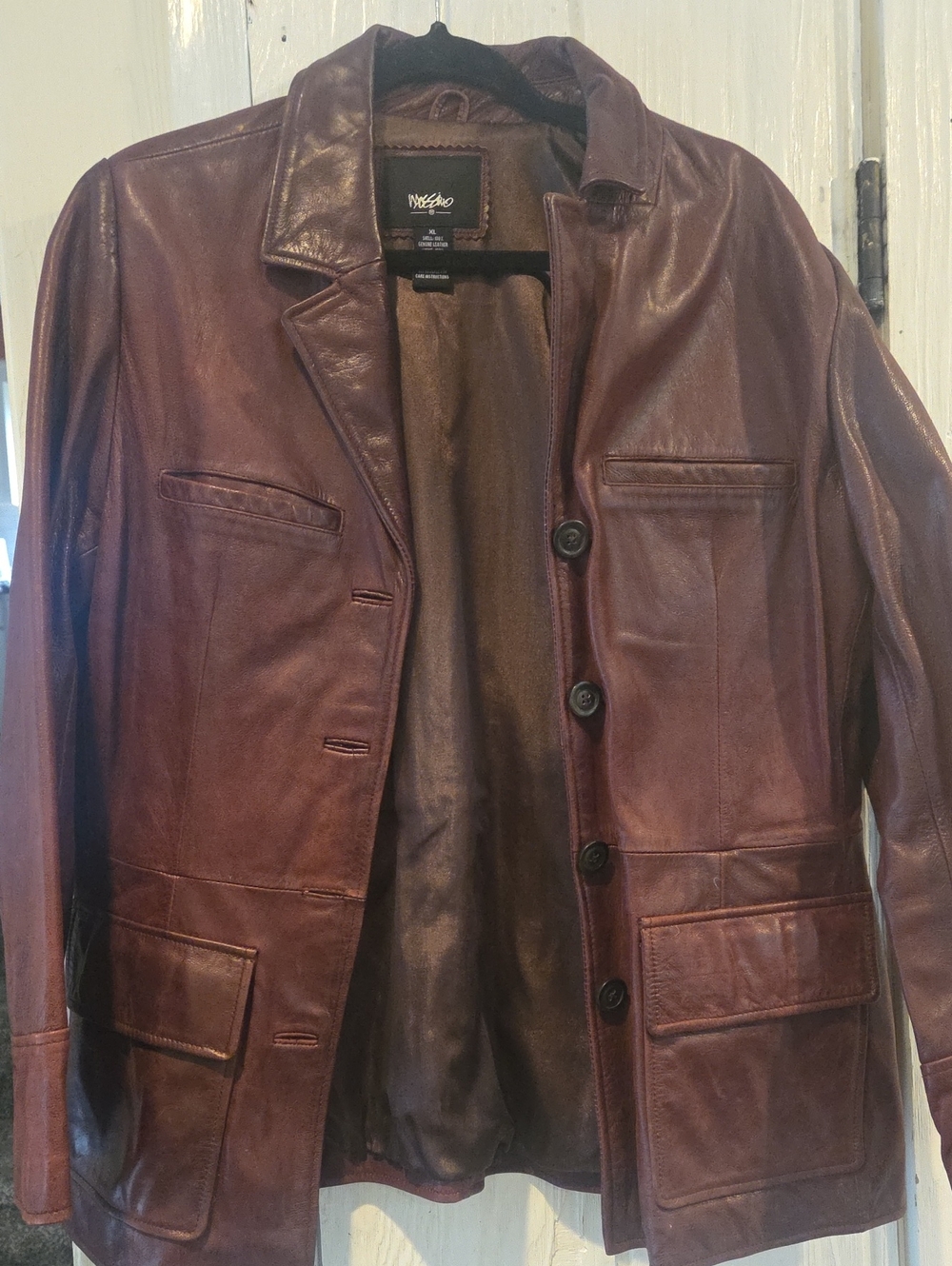 Mossimo Burgandy Leather Button-Front Jacket